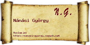 Nánási György névjegykártya